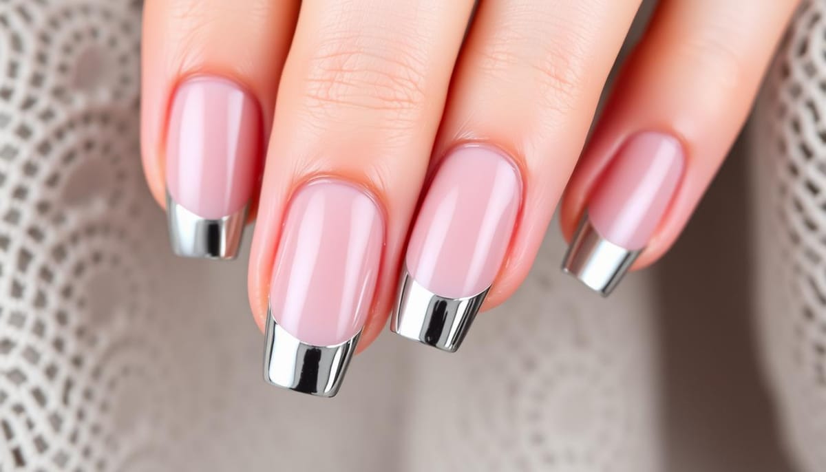 chrome french tip nails