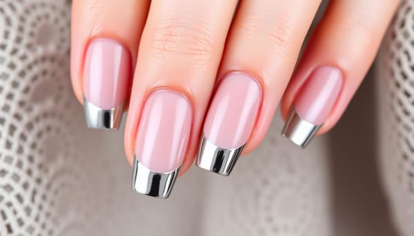 chrome french tip nails